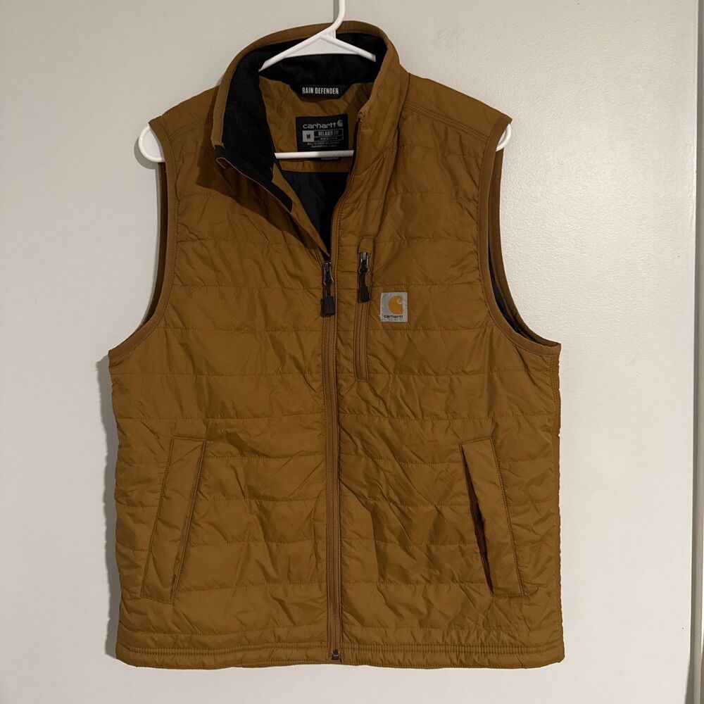 Carhartt Rain Defender Relaxed Fit Brown Puffer Vest Size M OV2286-M